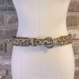 TEX TAN Woman’s Fur Cowhide Leather Leopard Belt 34